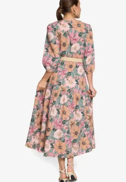 Blumenkleid Maxi mit Gürtel