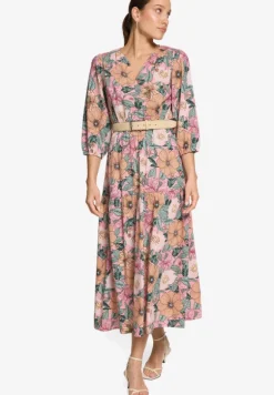 Blumenkleid Maxi mit Gürtel