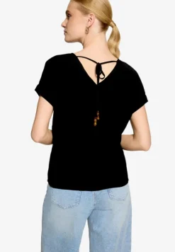 Bluse mit V-Ausschnitt und Bindedetail