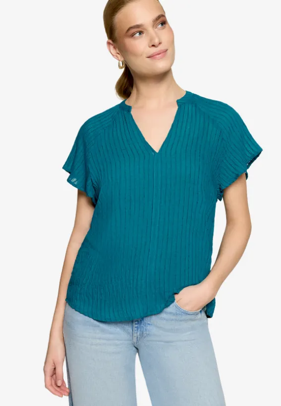 Bluse transparent mit V-Ausschnitt