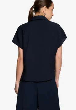 Hemdbluse kurzarm Crinkle-Struktur