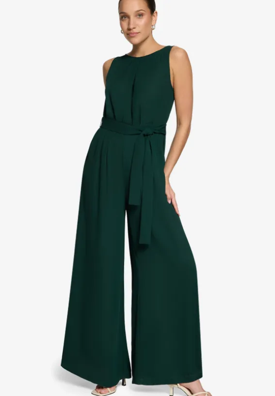 Jumpsuit mit Gürtel und weitem Bein