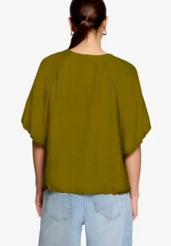 Kurzarm-Bluse mit Bindeband