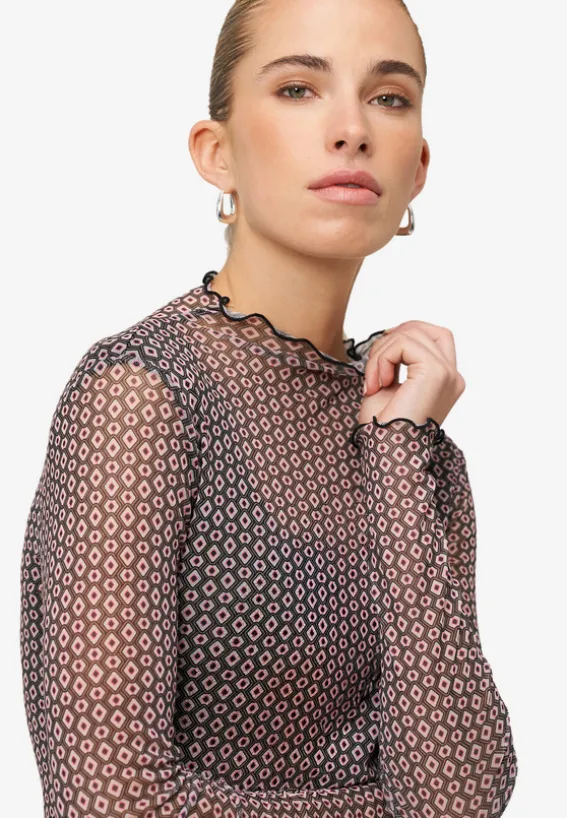 Mesh-Shirt mit grafischem Print