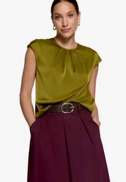 Satin-Bluse mit Rundhalsausschnitt