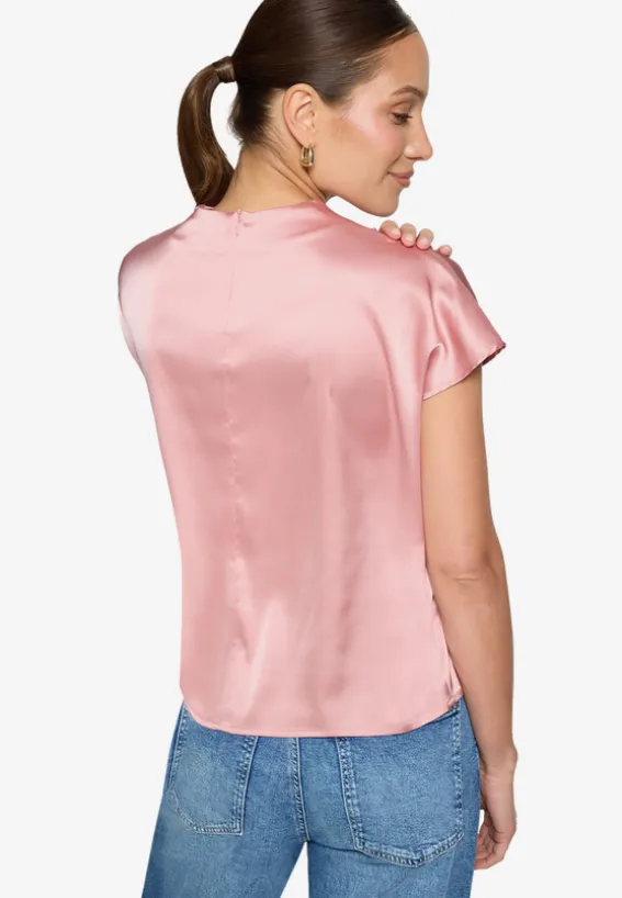 Satinbluse mit Stehkragen