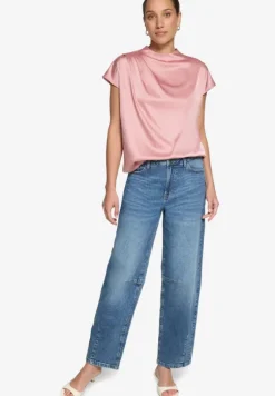 Satinbluse mit Stehkragen