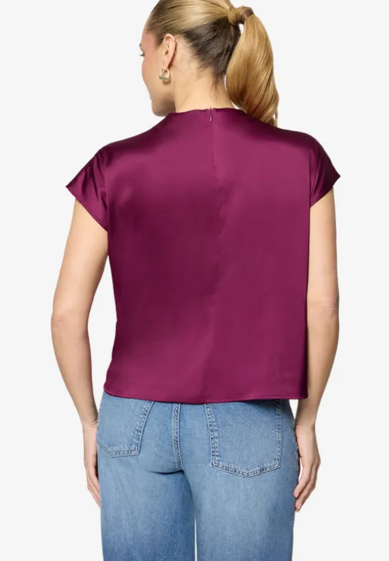Satinbluse mit Stehkragen