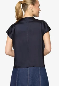 Satinbluse mit Stehkragen