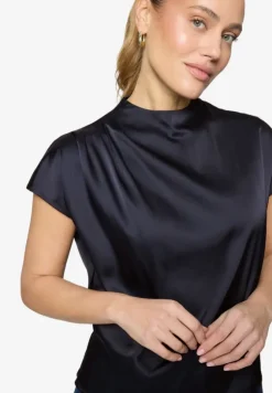 Satinbluse mit Stehkragen