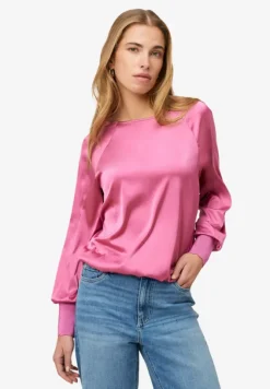 Satinbluse mit Strickbündchen