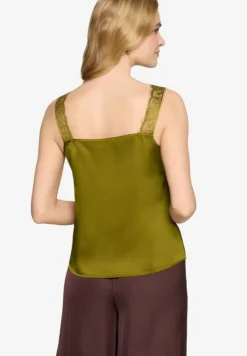 Satintop mit Spitze und V-Auschnitt