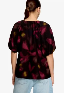 Schlupfbluse kurzarm mit Blumen