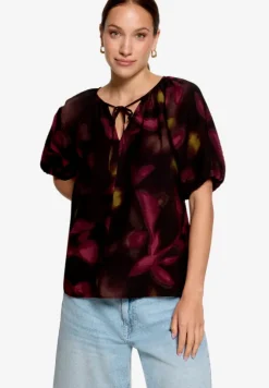 Schlupfbluse kurzarm mit Blumen