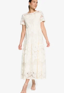 Spitzenkleid Maxi mit kurzen Ärmeln