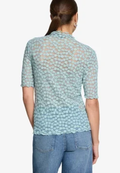 Spitzenshirt mit Stehkragen