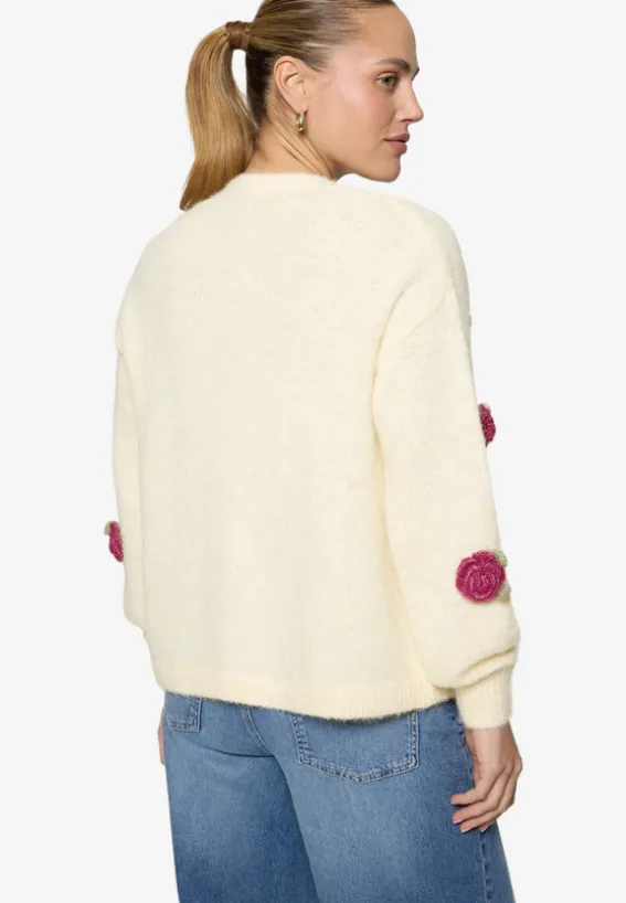 Strickjacke mit bunten 3D Blumen