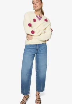 Strickjacke mit bunten 3D Blumen