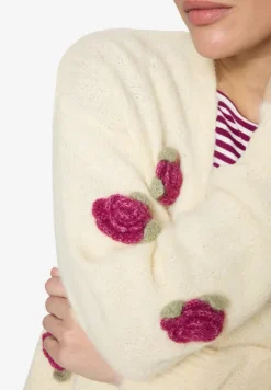 Strickjacke mit bunten 3D Blumen