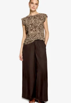 T-Shirt gerafft mit Leoprint