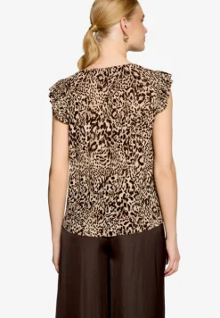 T-Shirt gerafft mit Leoprint