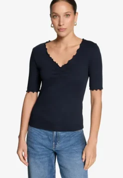 T-Shirt mit gerafftem Ausschnitt