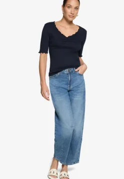 T-Shirt mit gerafftem Ausschnitt