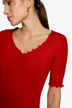 T-Shirt mit gerafftem Ausschnitt