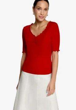 T-Shirt mit gerafftem Ausschnitt