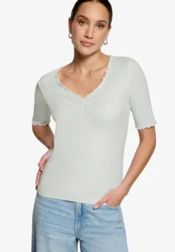 T-Shirt mit gerafftem Ausschnitt